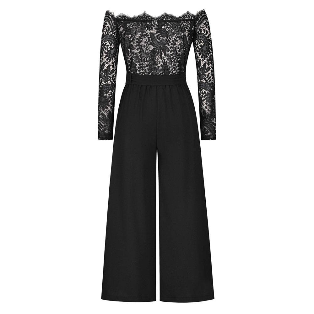 Office Lady Full Length Split Plain High Waist Women's Jumpsuit