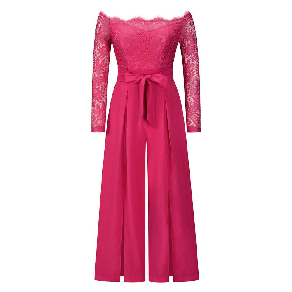 Office Lady Full Length Split Plain High Waist Women's Jumpsuit