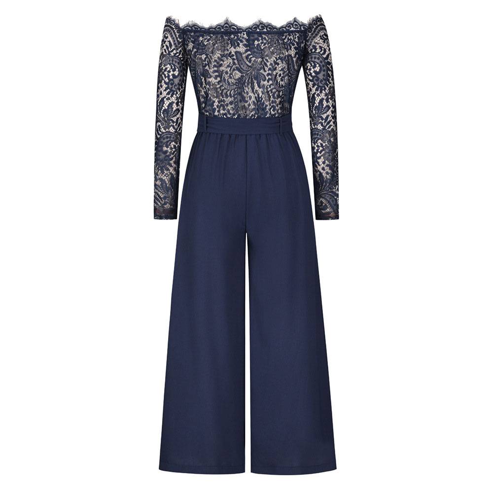 Office Lady Full Length Split Plain High Waist Women's Jumpsuit