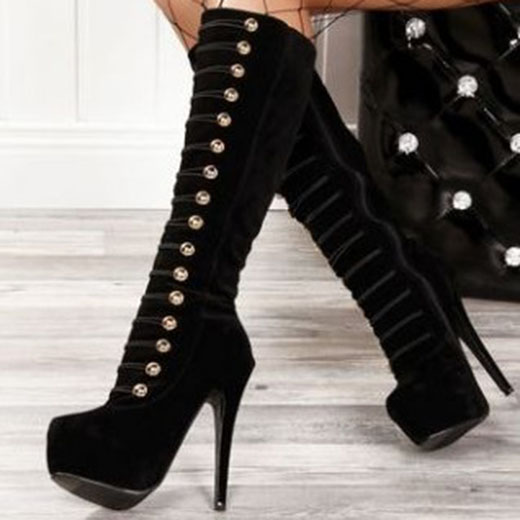 Slip-On Pointed Toe Stiletto Heel Sexy Boots