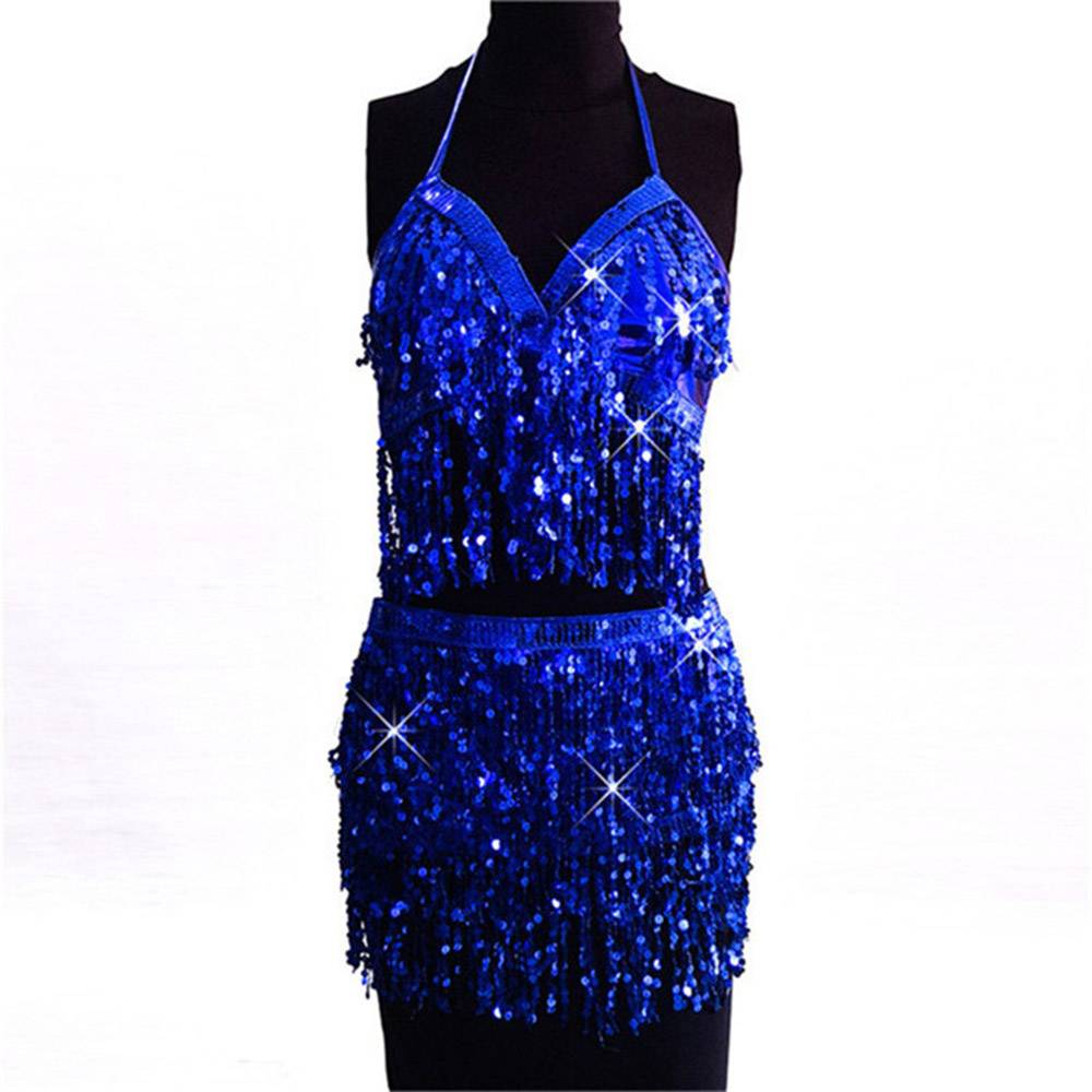 Plain Tassel Sexy Skirt V-Neck Women's Two Piece Sets