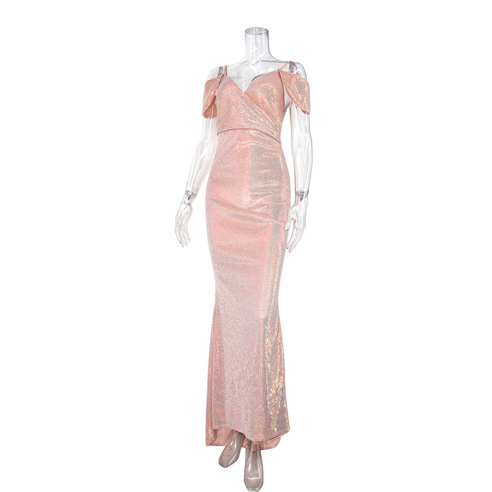 Short Sleeve V-Neck Falbala Floor-Length Plain Women's Dress