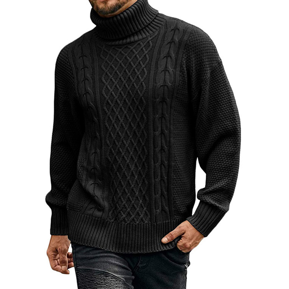 Standard Plain Turtleneck Slim Men's Sweater for Winter