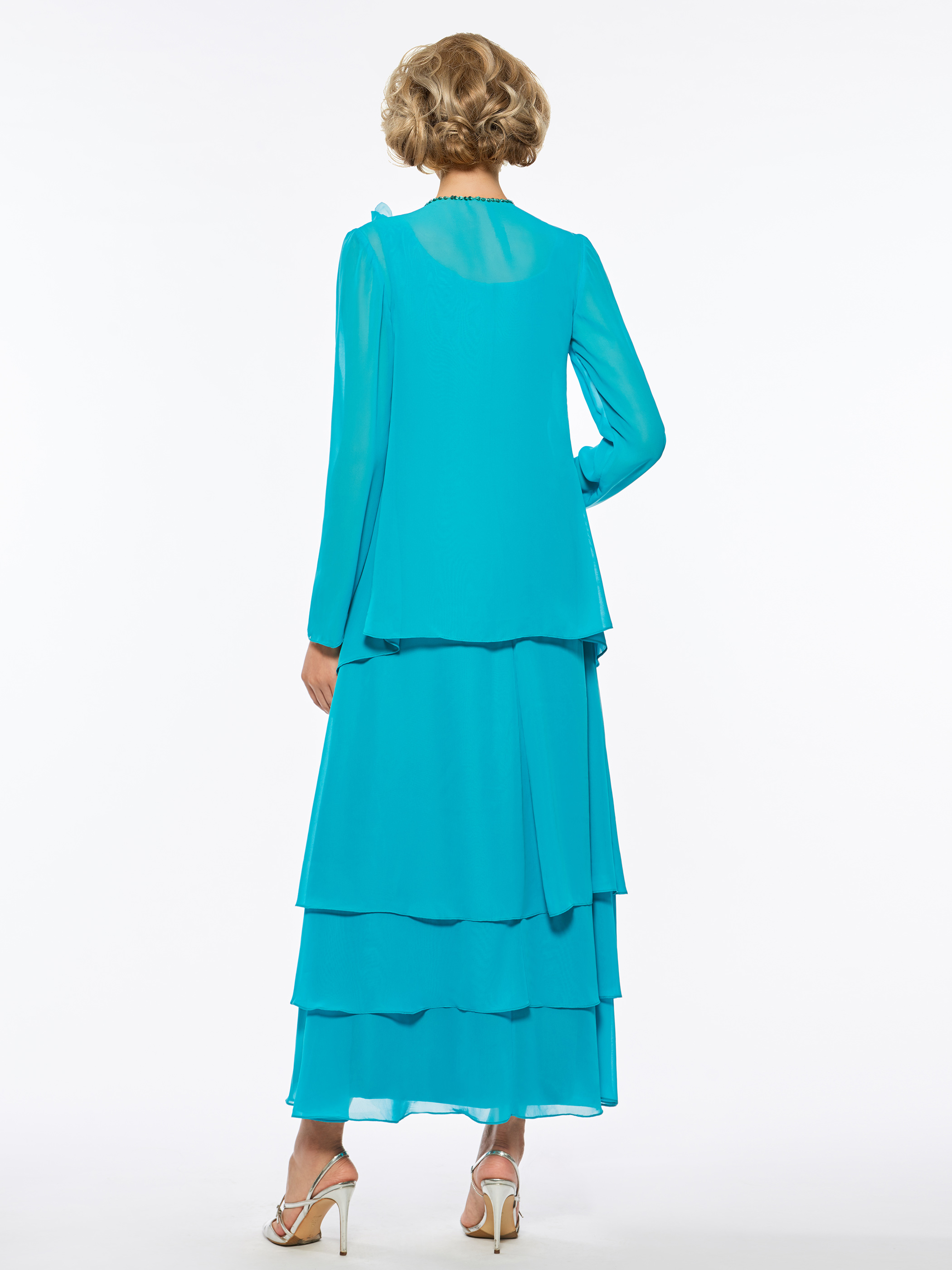 Ankle-Length Mother of the Bride Dress with Long Sleeve Jacket