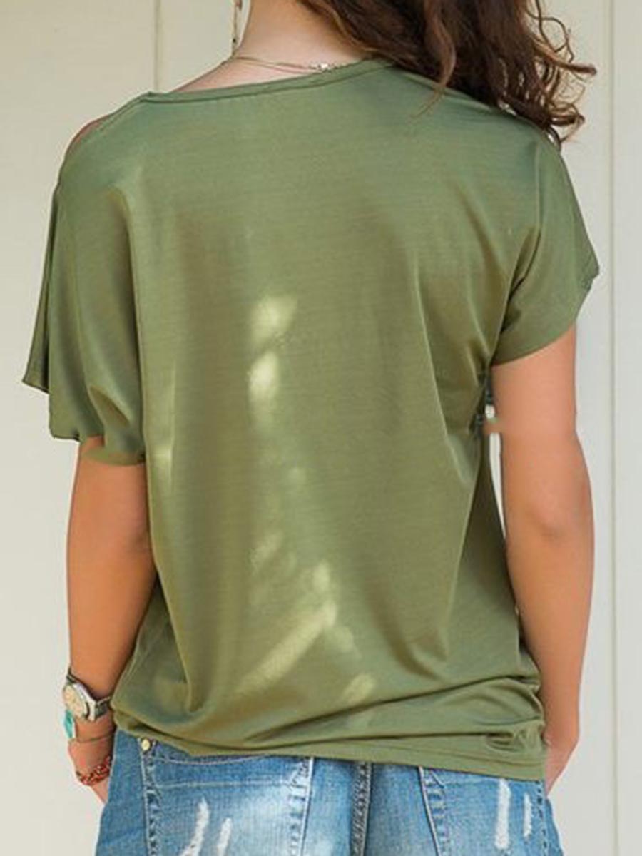 Short Sleeve Standard Oblique Collar Summer Women's T-Shirt