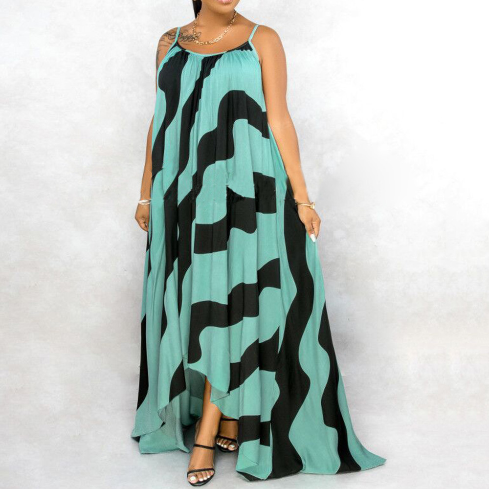 Sleeveless Patchwork Floor-Length Fall Women's Dress