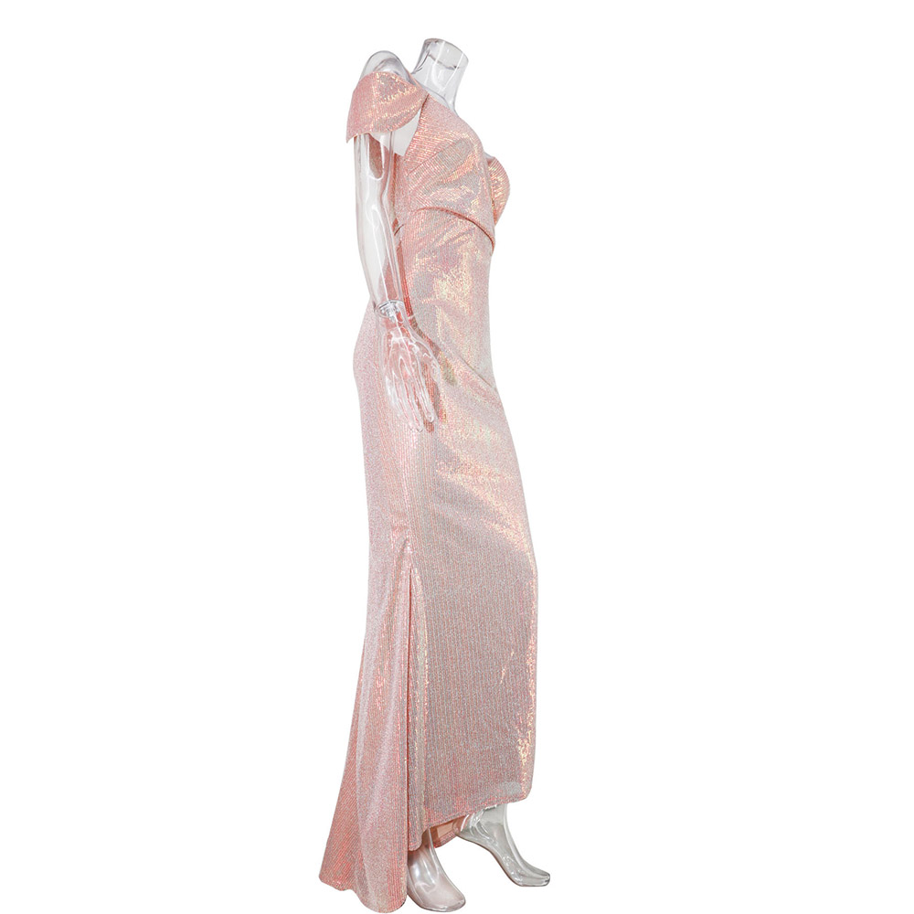 Short Sleeve V-Neck Falbala Floor-Length Plain Women's Dress