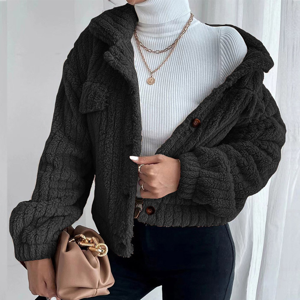 Straight Single-Breasted Long Sleeve Lapel Winter Women's Jacket Coat