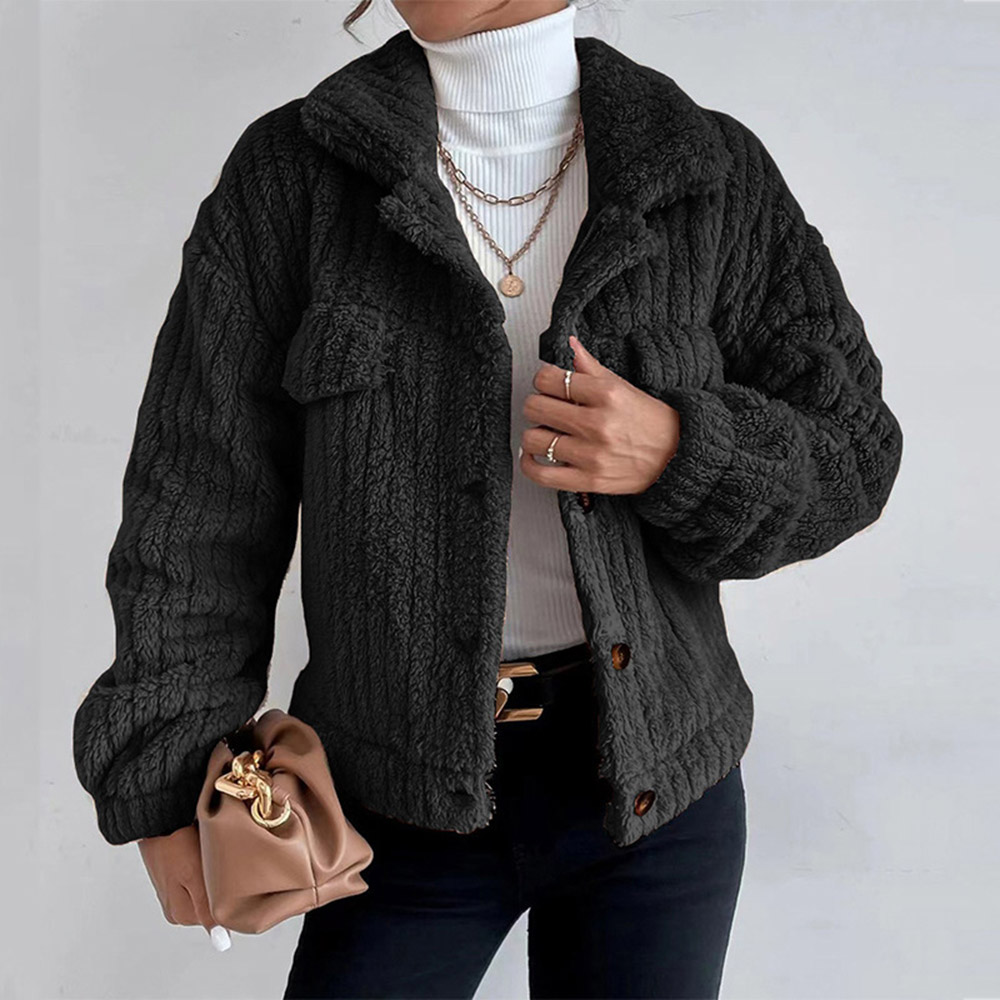 Straight Single-Breasted Long Sleeve Lapel Winter Women's Jacket Coat