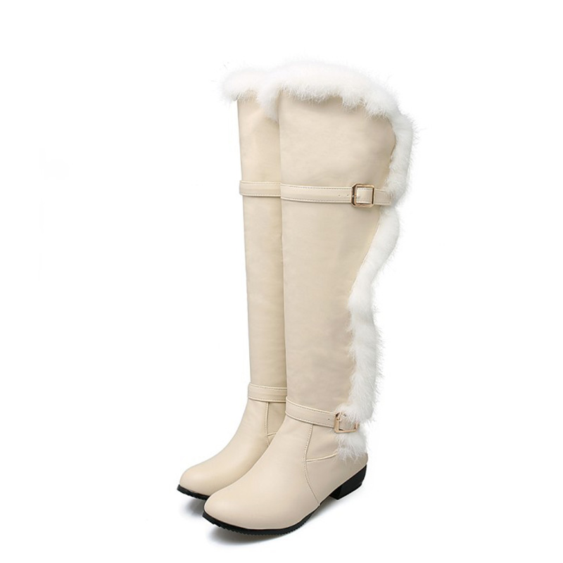 Hasp Round Toe Plain Knee High Snow Boots-www.tbdress.com