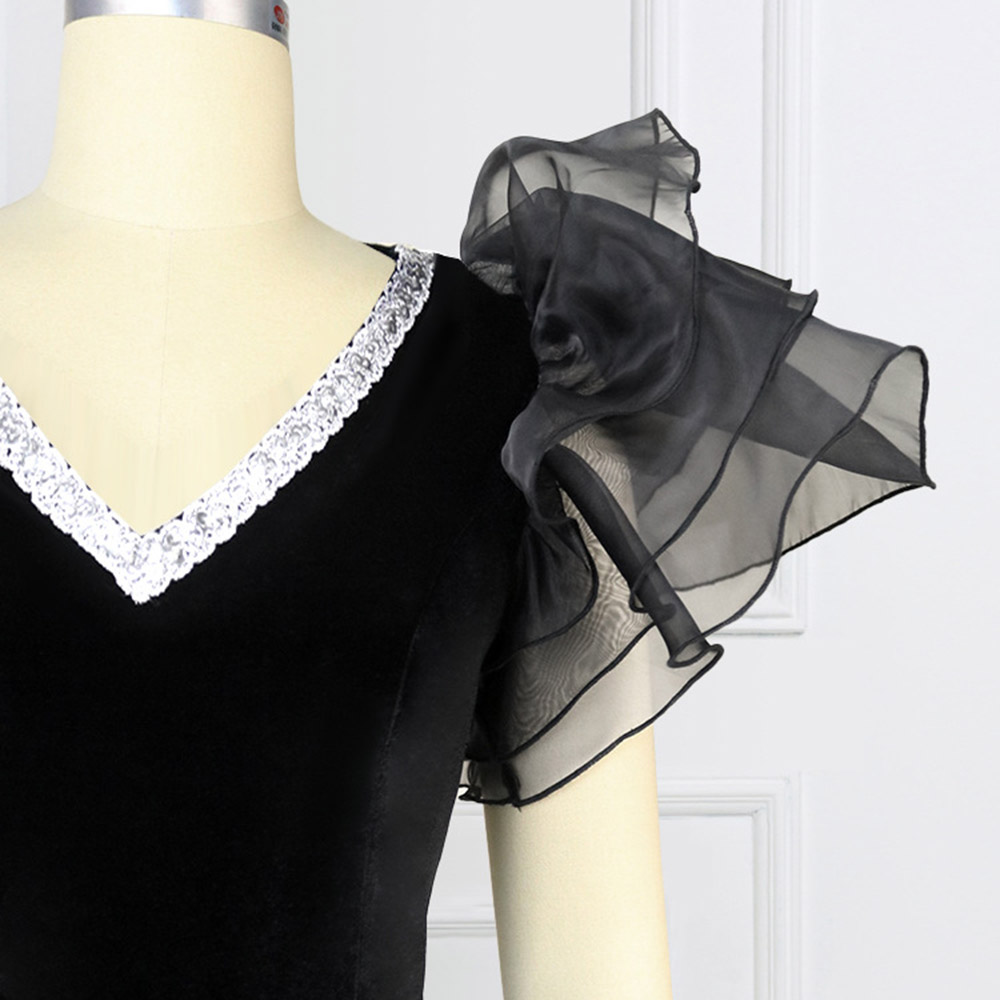 Floor-Length V-Neck Patchwork Short Sleeve Pullover Women's Dress