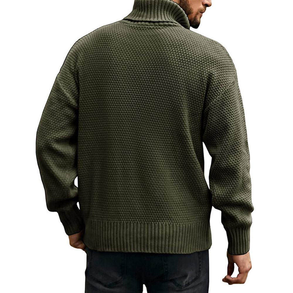 Standard Plain Turtleneck Slim Men's Sweater for Winter