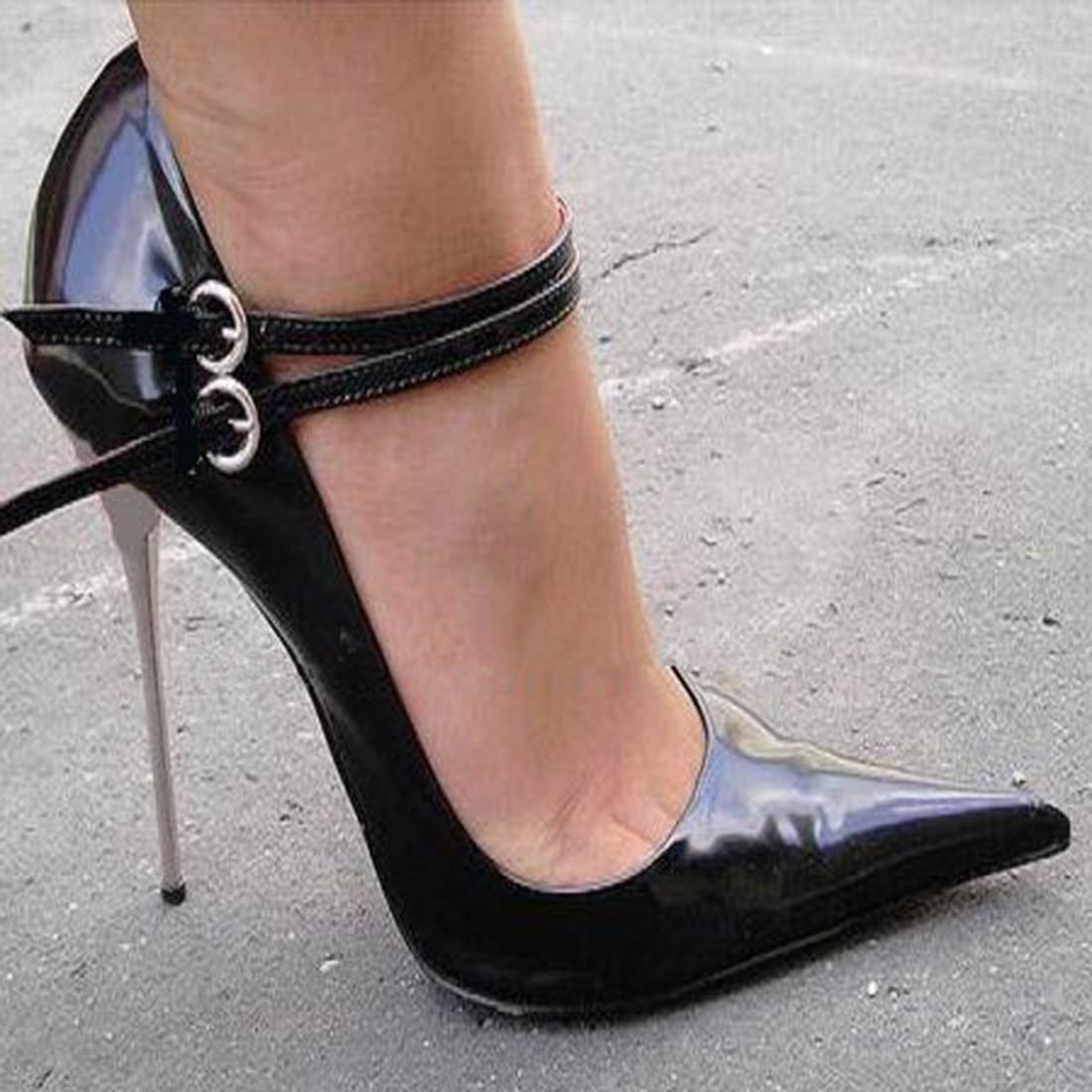 Buckle Thread Pointed Toe Stiletto Heel 14cm Thin Shoes