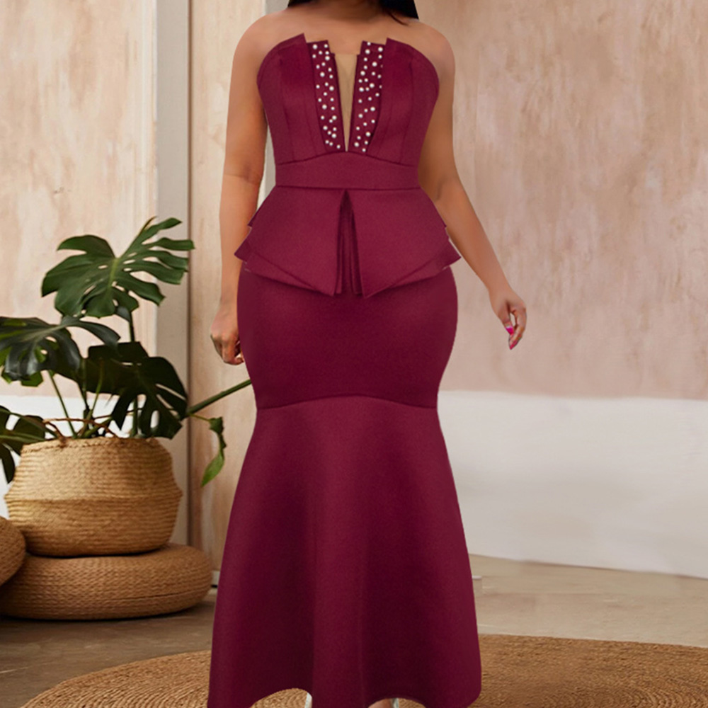 Fashion Sleeveless Patchwork High Waist Floor-Length Women's Dress