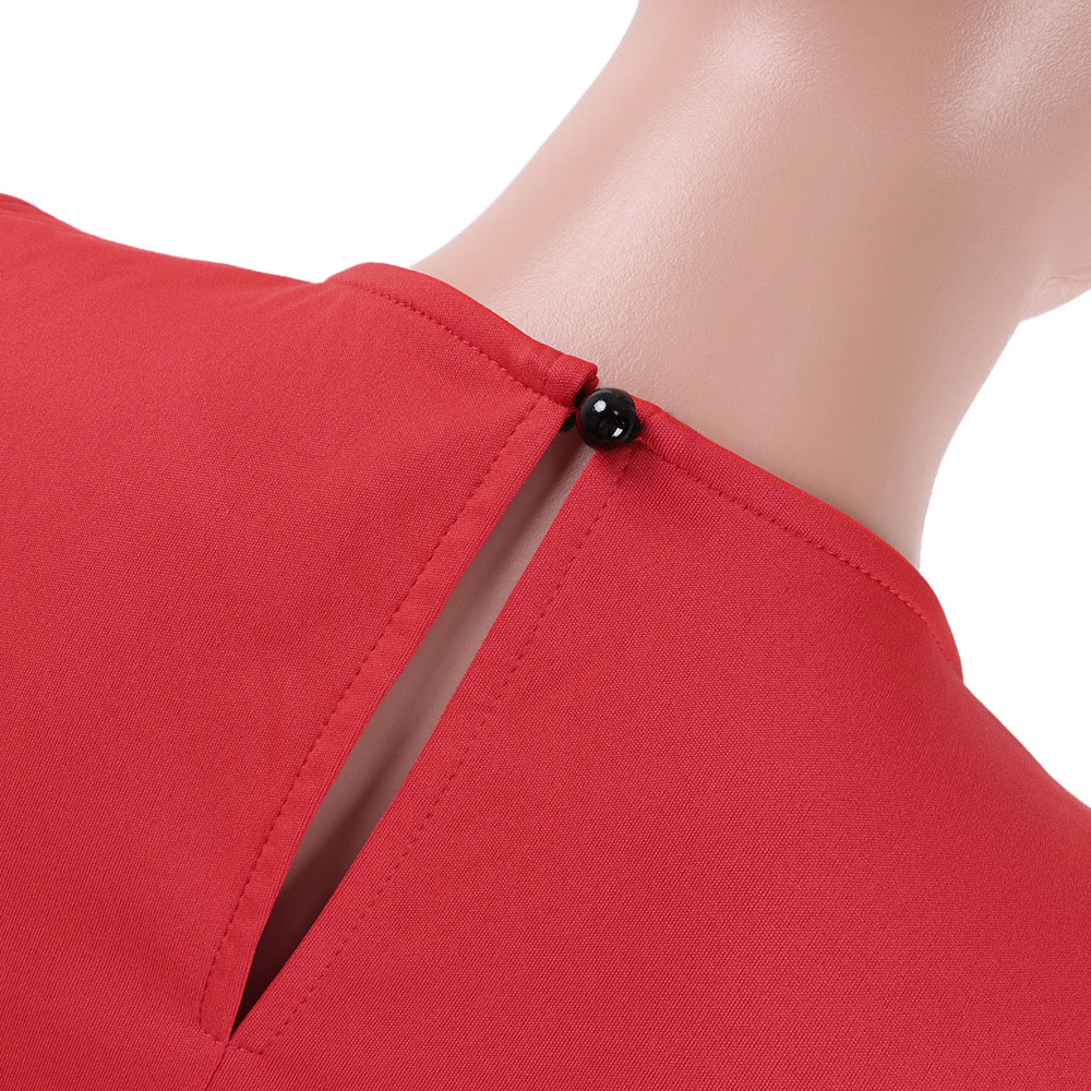 Ruffle Sleeve Round Neck Plain Asymmetric Short Sleeve Women's Blouse