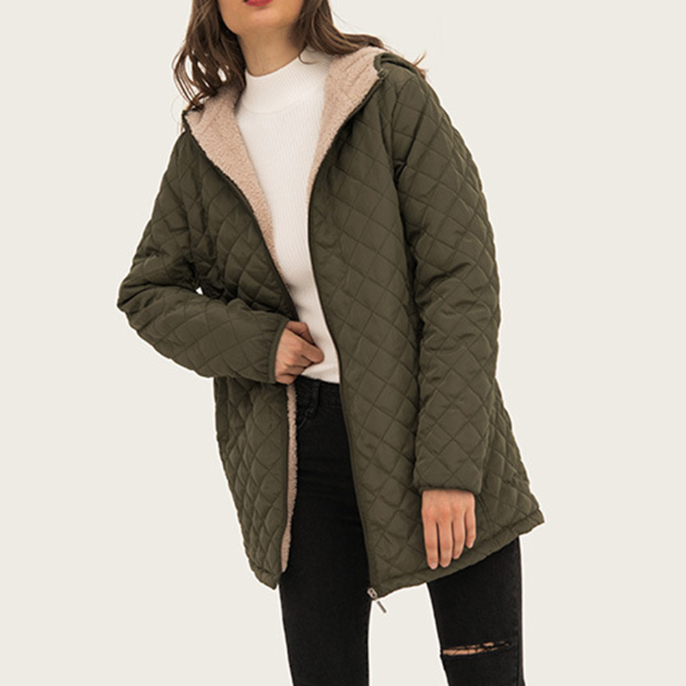 Slim Zipper Mid-Length Women's Cotton Padded Jacket Coat