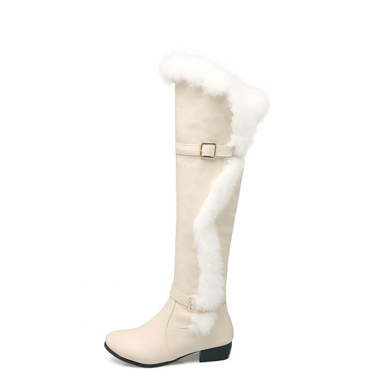 Hasp Round Toe Plain Knee High Snow Boots
