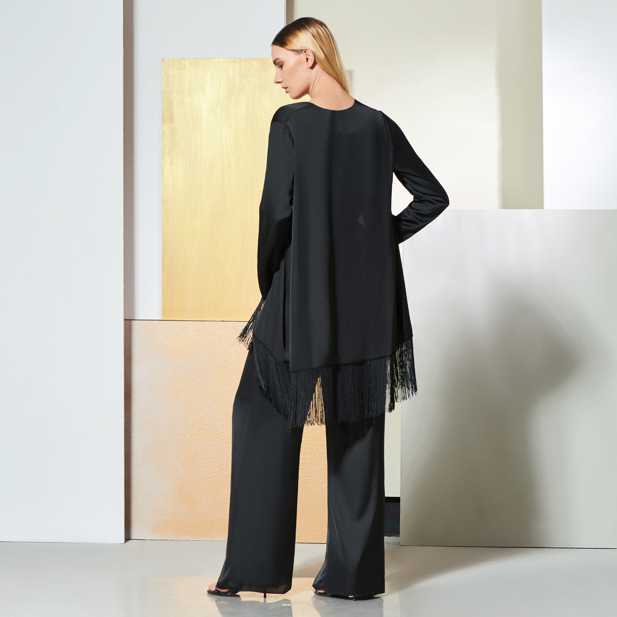 Column Evening Jumpsuits with Long Sleeves Jacket