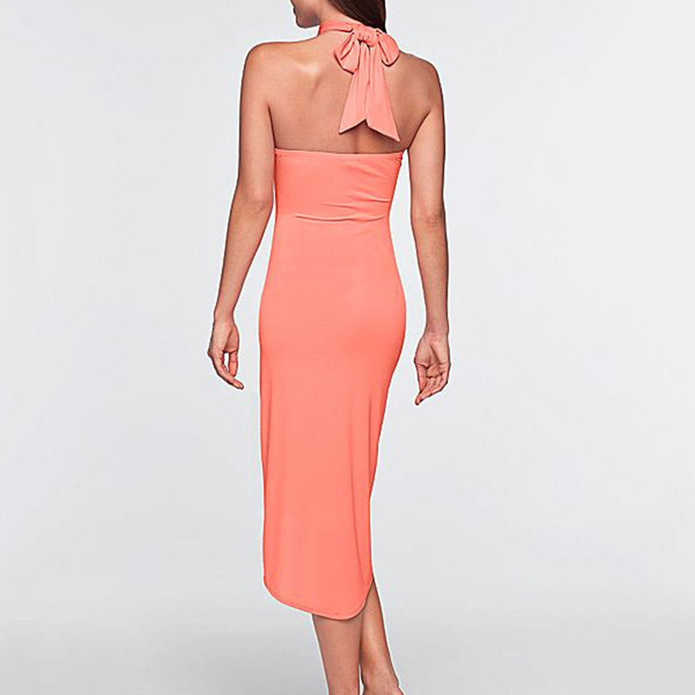 Sleeveless Asymmetric Mid-Calf Plain Women's Dress