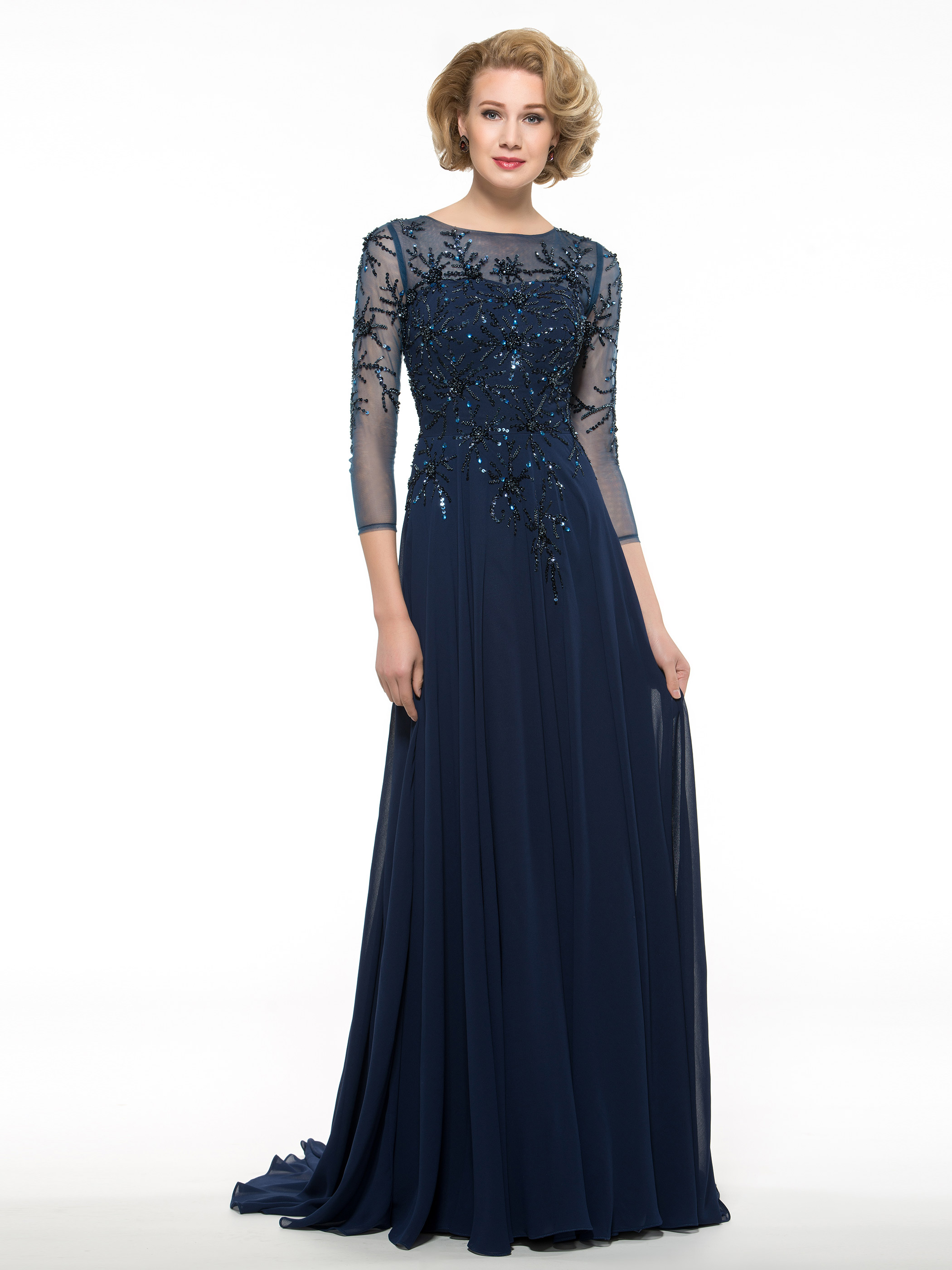 A-Line Sequins Beading Mother of the Bride Dress with Sleeve 2022