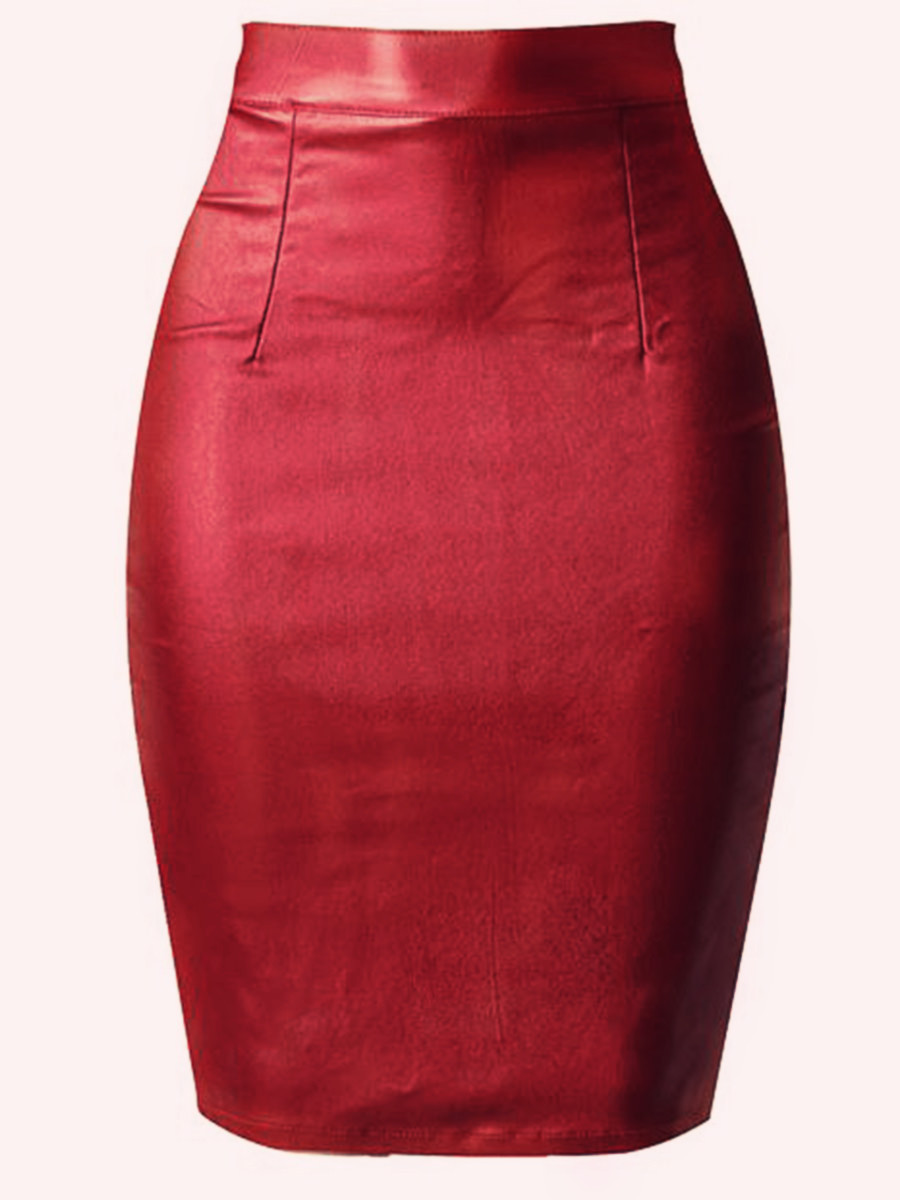 Faux Leather Women's Package Hip Skirt