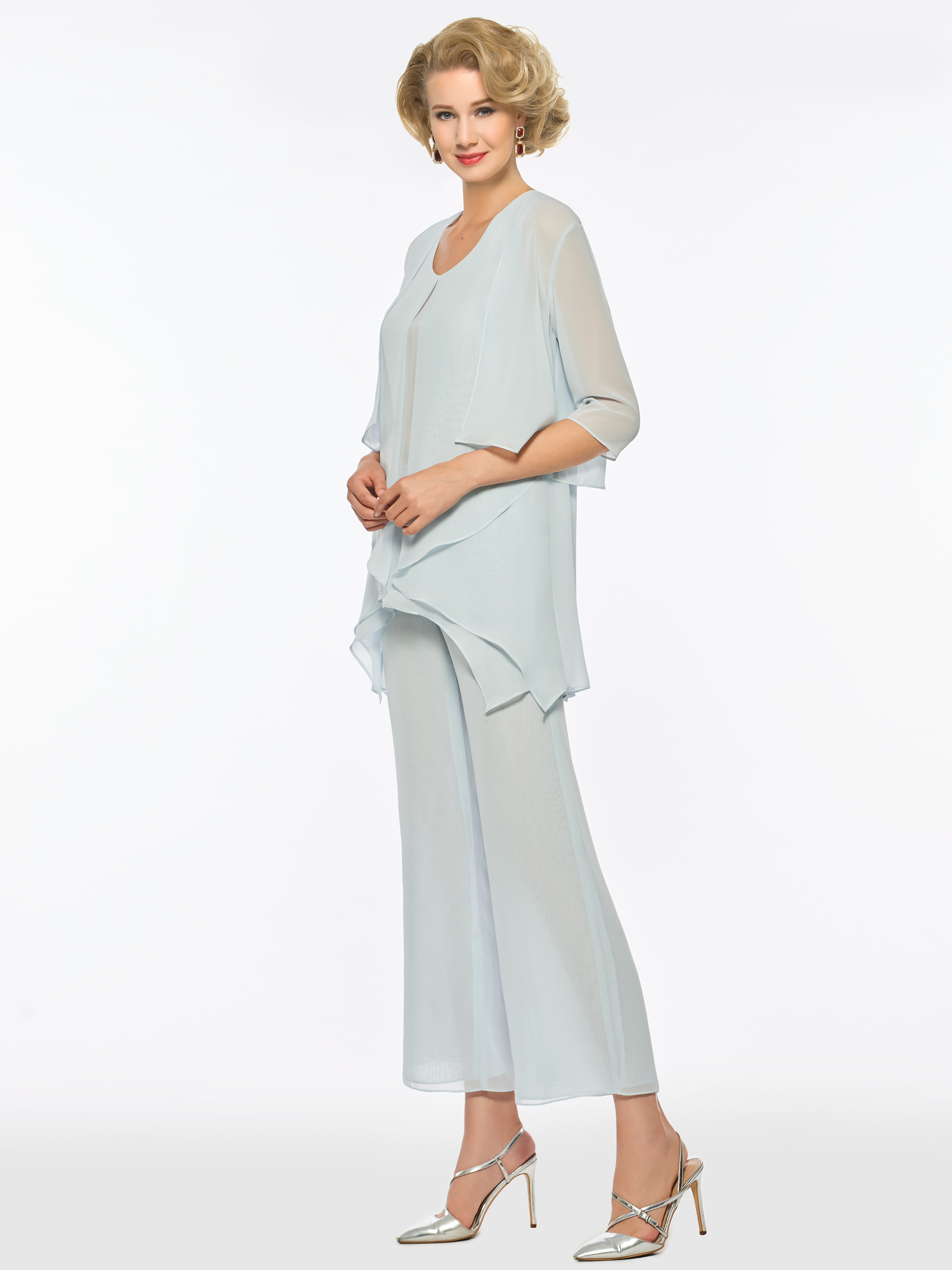 Loose Chiffon 3 Pieces Mother of the Bride Pantsuits
