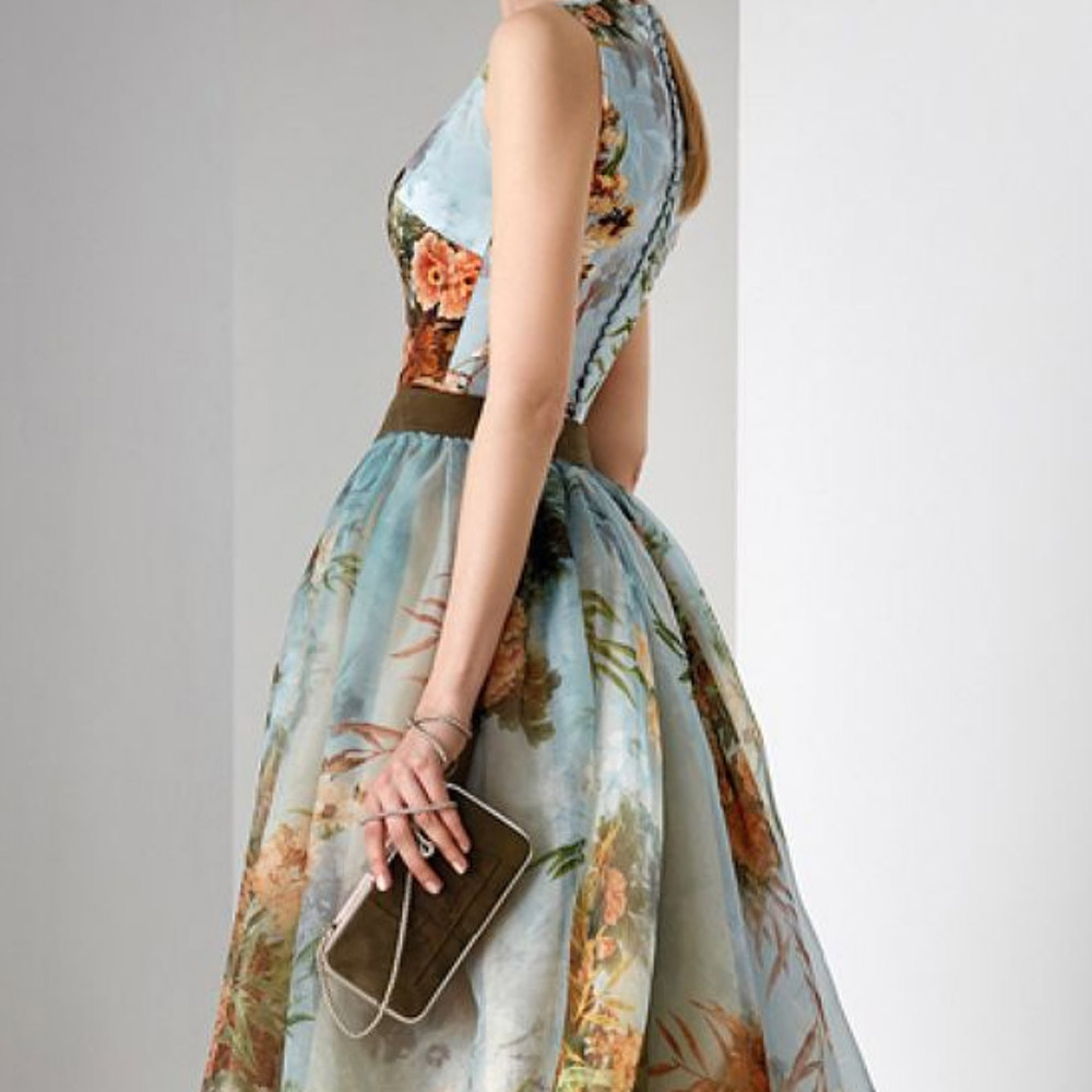 Floral Maxi Dress Floor-Length Color Block Print Sleeveless Pullover Women's Wedding Guest Dress
