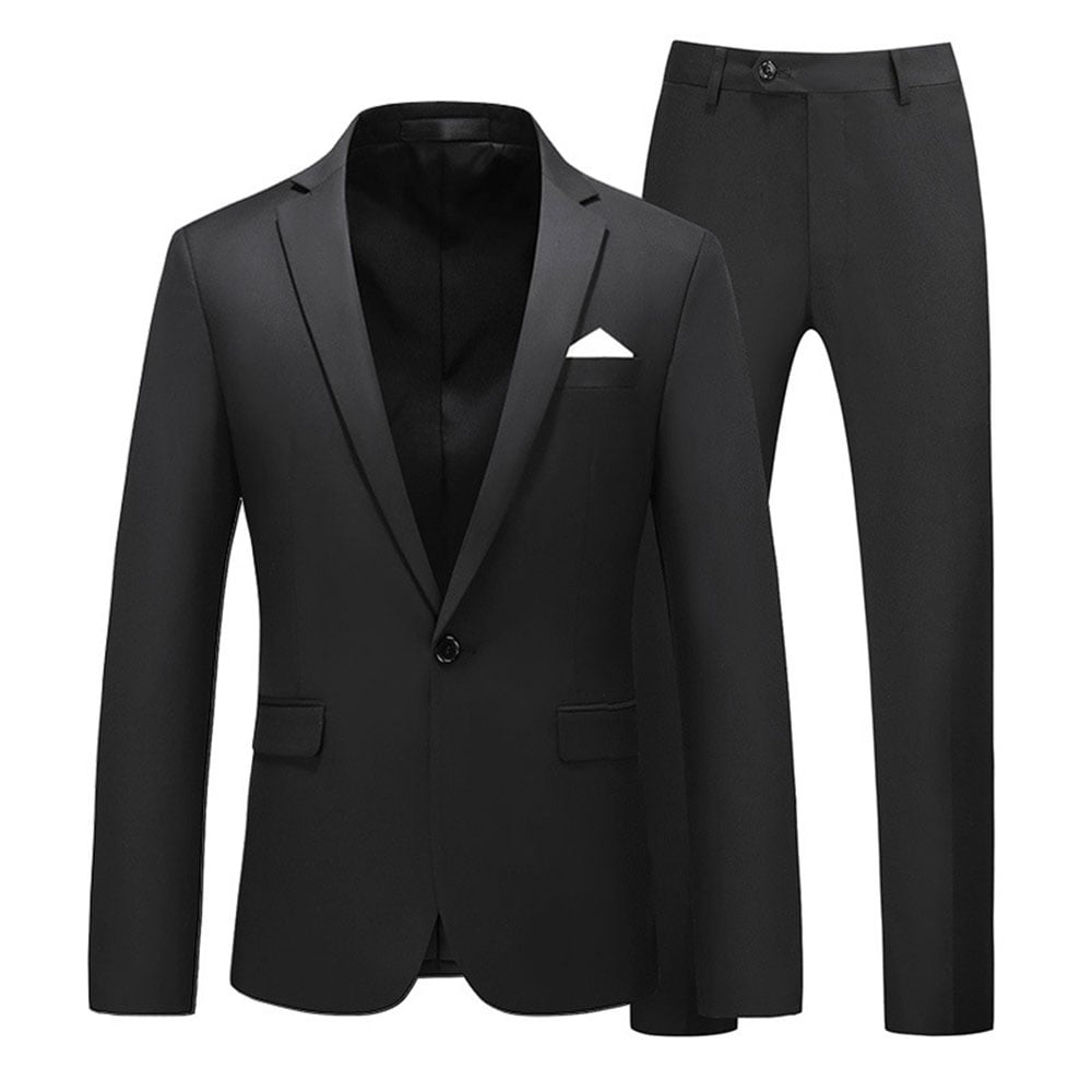 Blazer Plain Formal One Button Men's Dress Suit