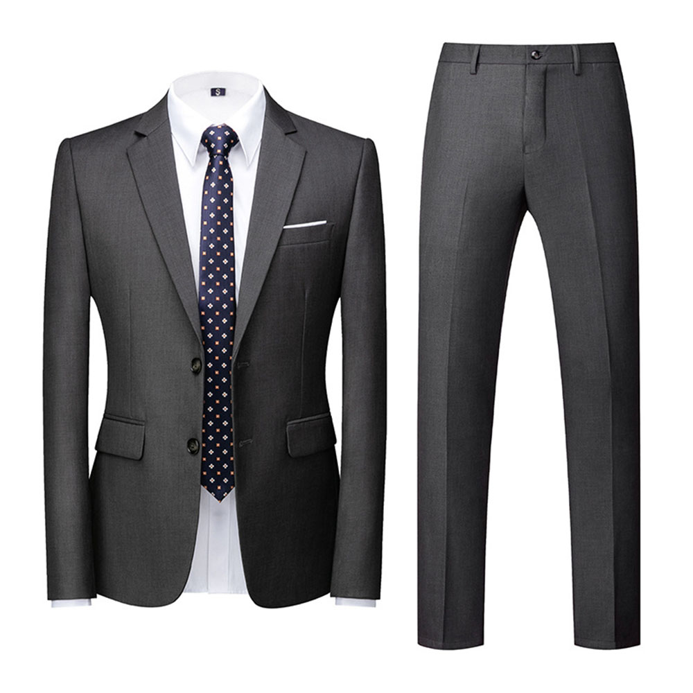 Single-Breasted Blazer Plain Formal Men's Dress Suit