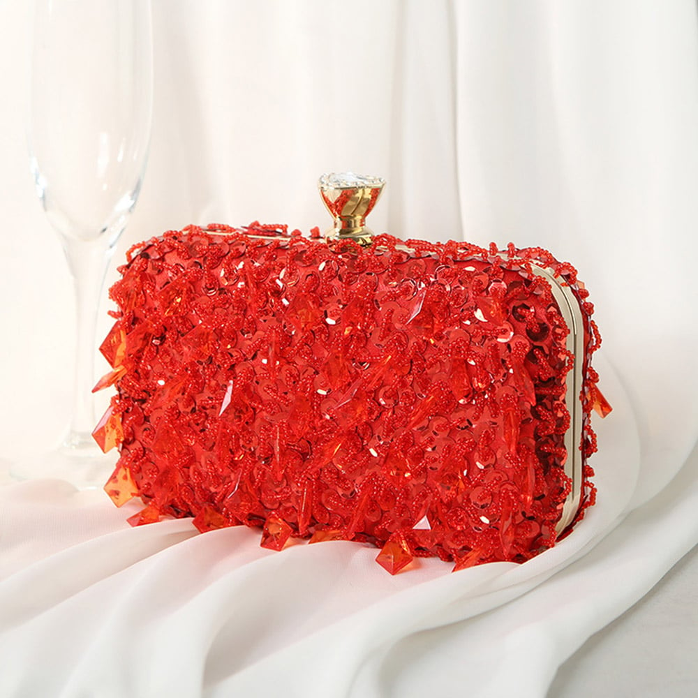 Hard Banquet Rectangle Sequins Lady's Clutches Evening Bags