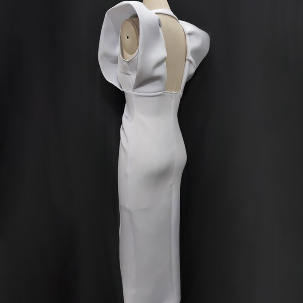 Backless Sleeveless Ankle-Length V-Neck Plain Women's Dress