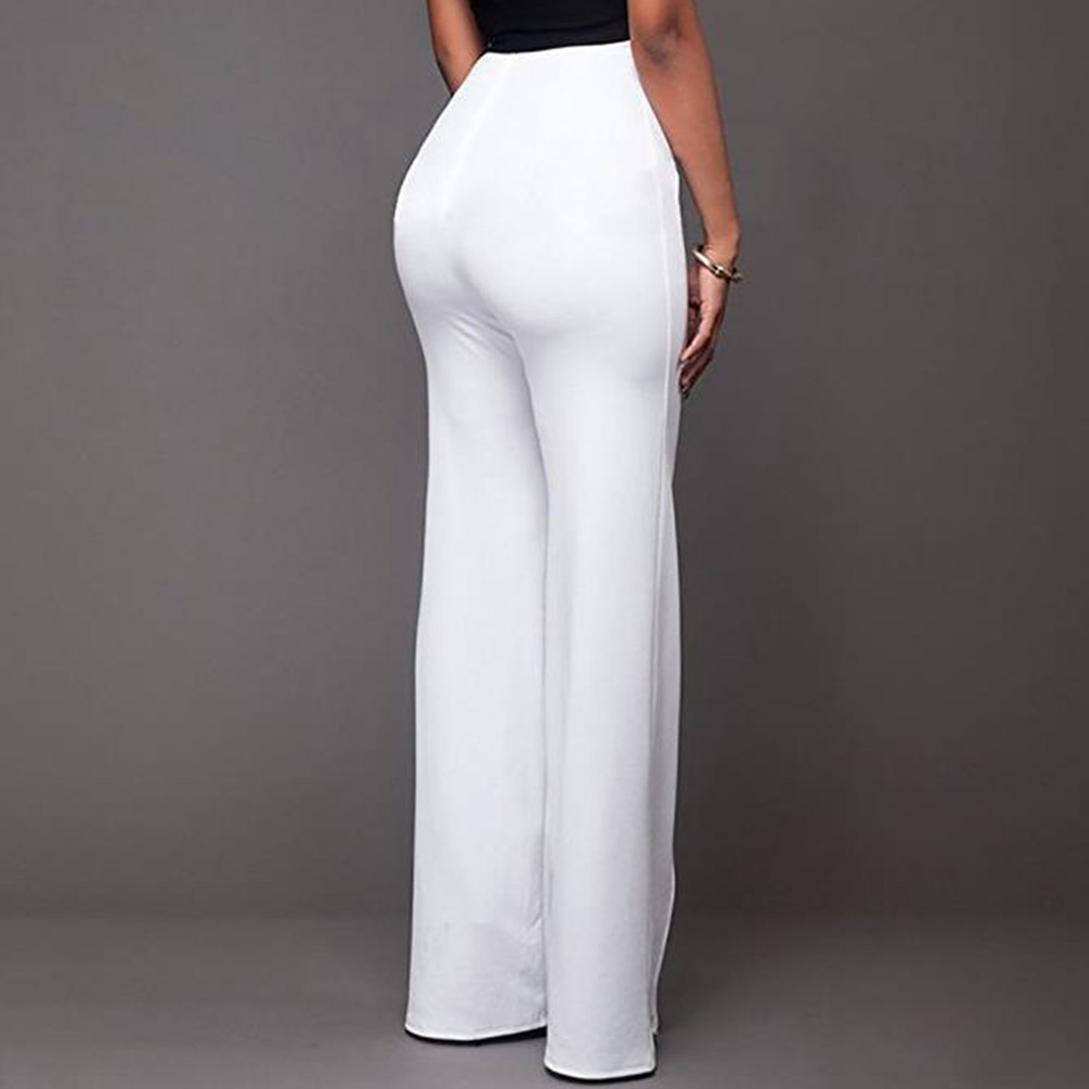 Plain Slim Button Full Length Women's Casual Pants