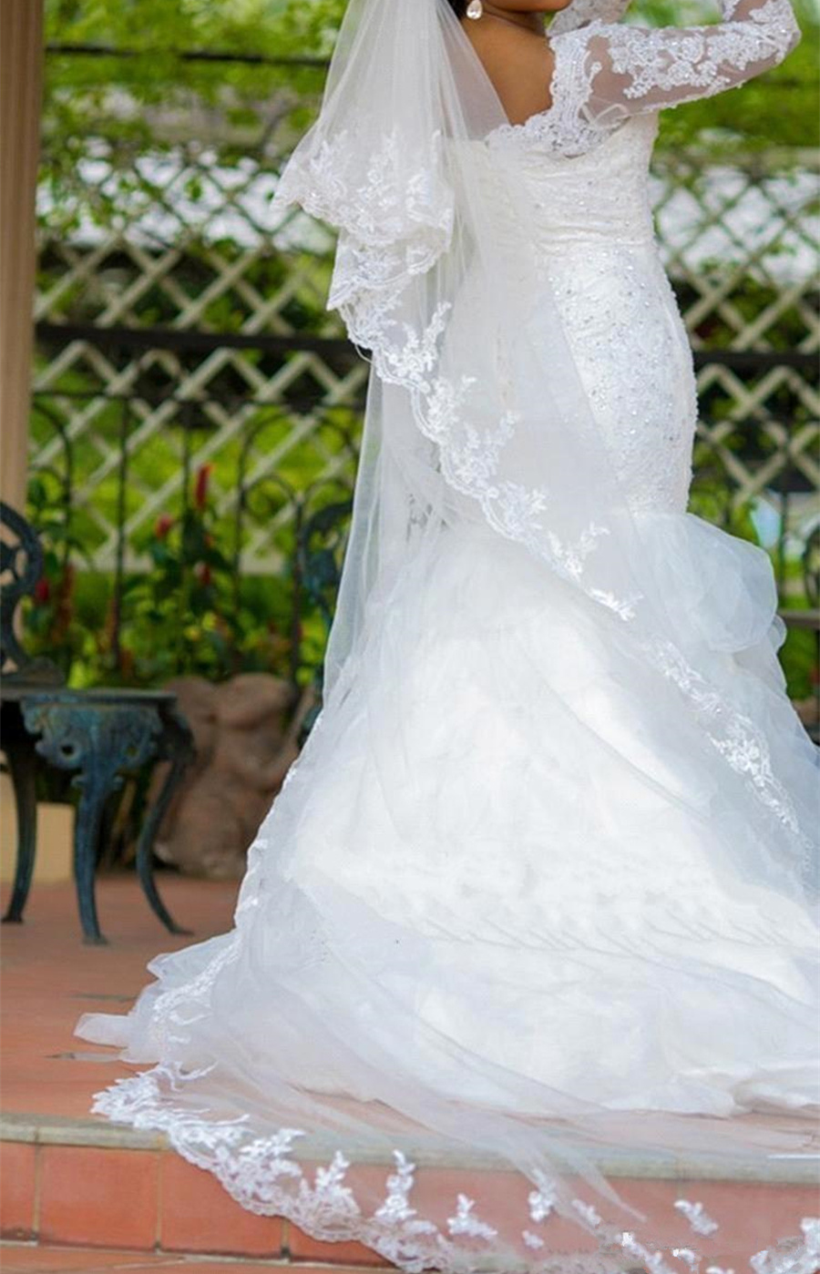Mermaid Beading Wedding Dress with Long Sleeves