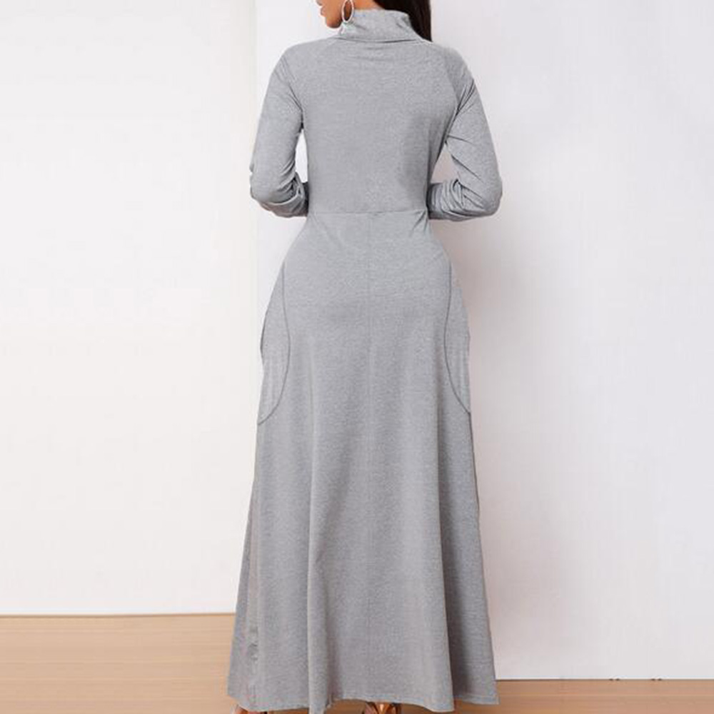 Turtleneck Floor-Length Long Sleeve Regular Women's Dress