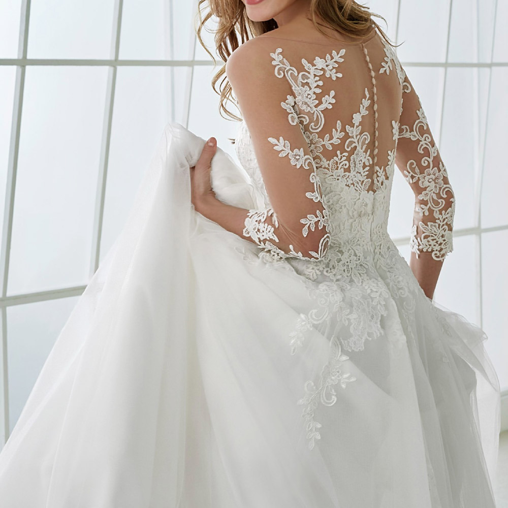 Empire V-Neck Floor-Length Lace A-Line Outdoor Wedding Dress 2022
