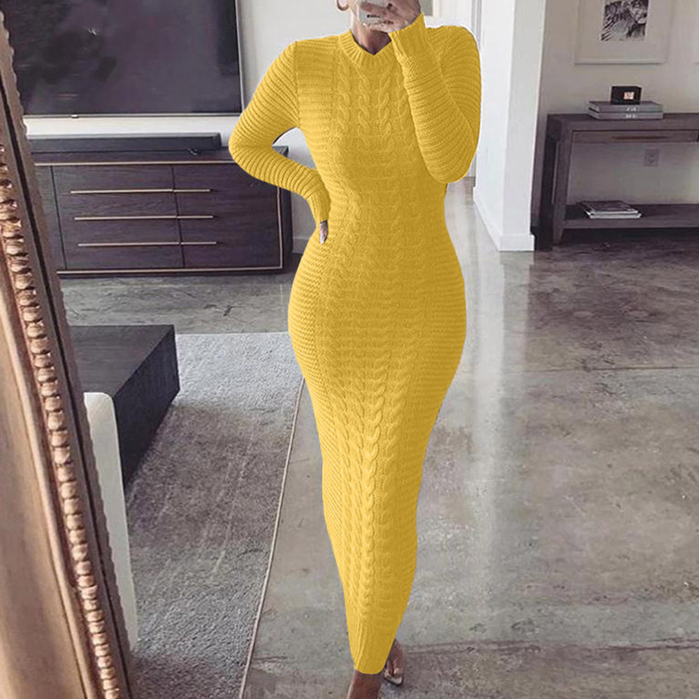 Long Sleeve Bodycon Ankle-Length Pullover Women's Dress
