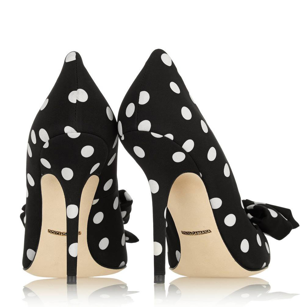 Pointed Toe Slip-On Stiletto Heel Polka Dots Women's Pumps