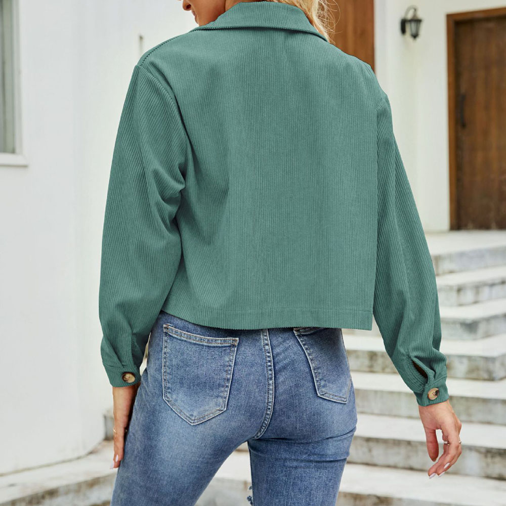 Loose Long Sleeve Single-Breasted Lapel Short Women's Jacket