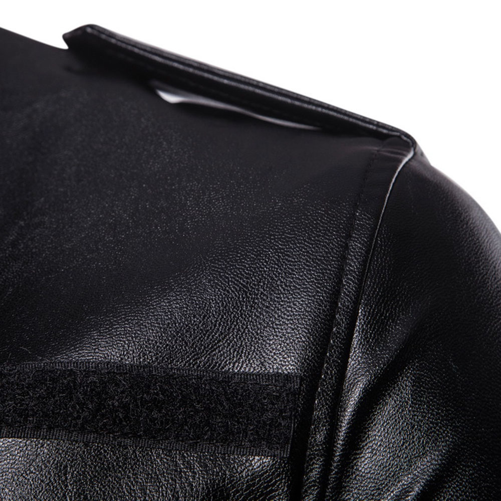 Stand Collar Plain Standard European Zipper Men's Leather Jacket