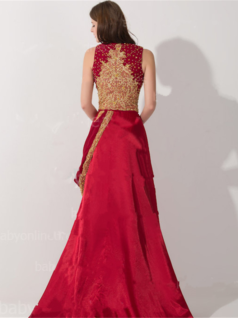 Draped Appliques Beading Vintage Evening Dress