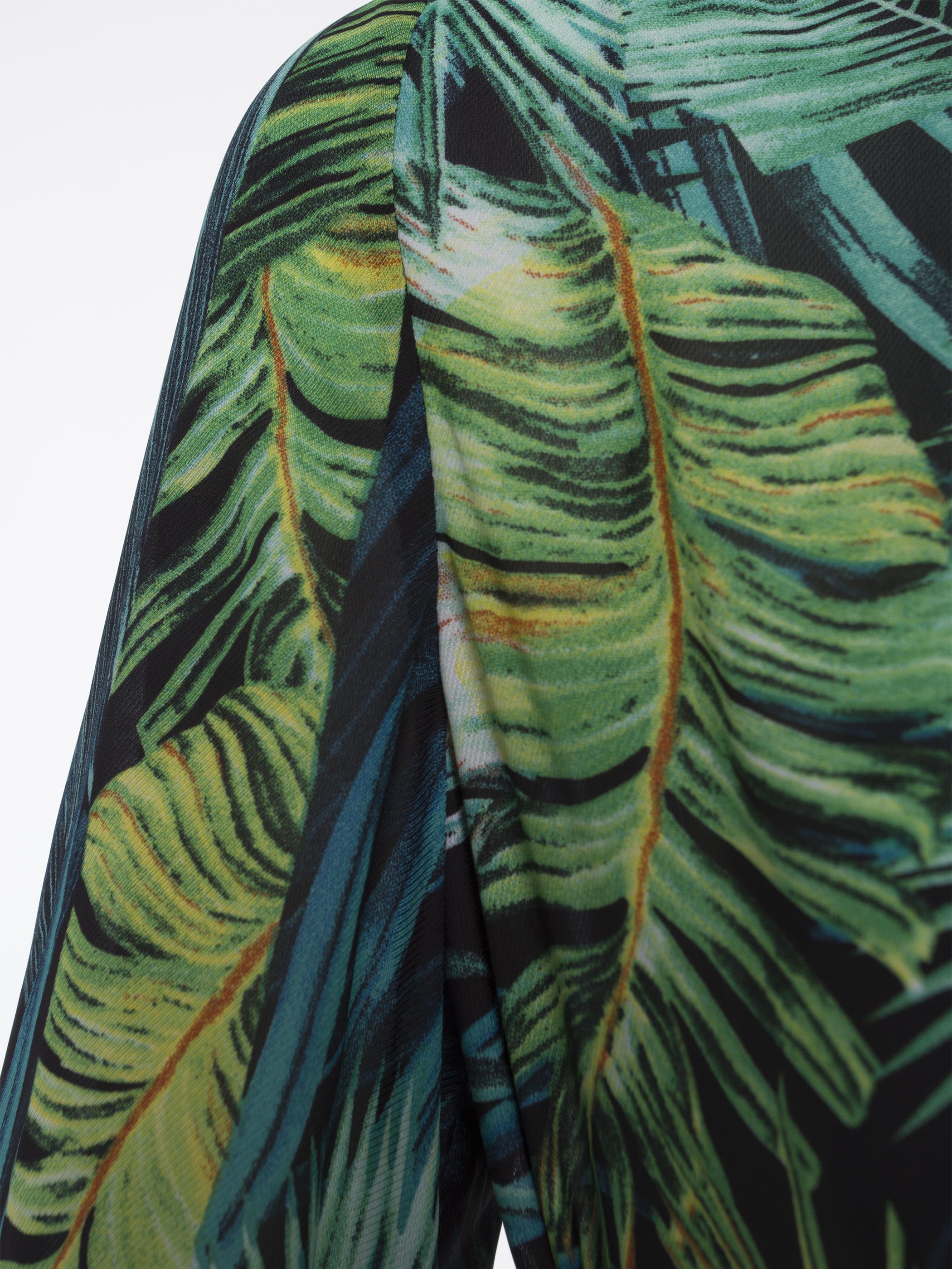 V-Neck Lantern Sleeve Plant Print Vacation Women's Maxi Dress