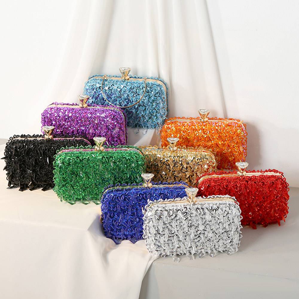 Hard Banquet Rectangle Sequins Lady's Clutches Evening Bags