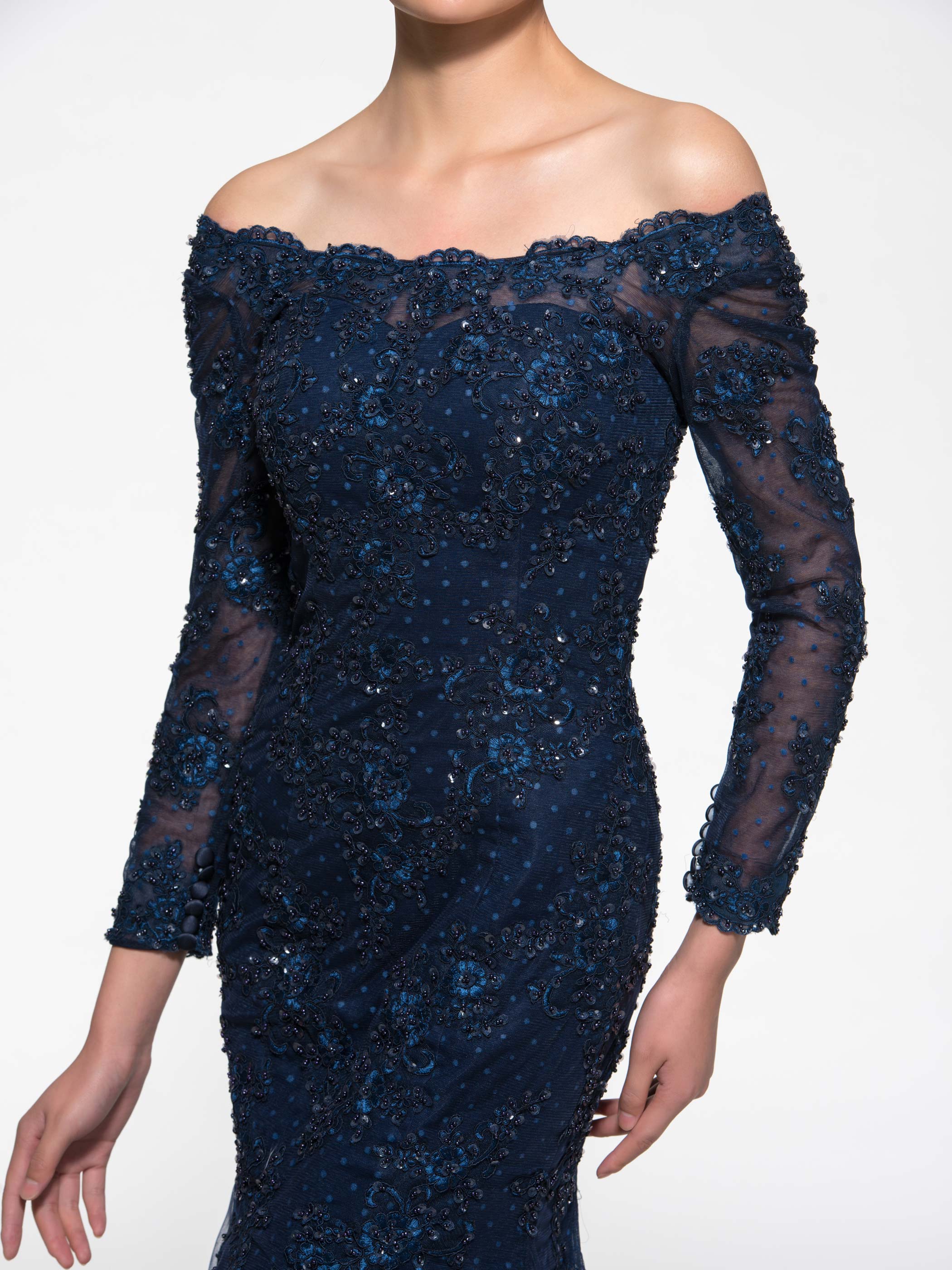 3/4 Length Sleeve Lace Mermaid Mother of the Bride Dress