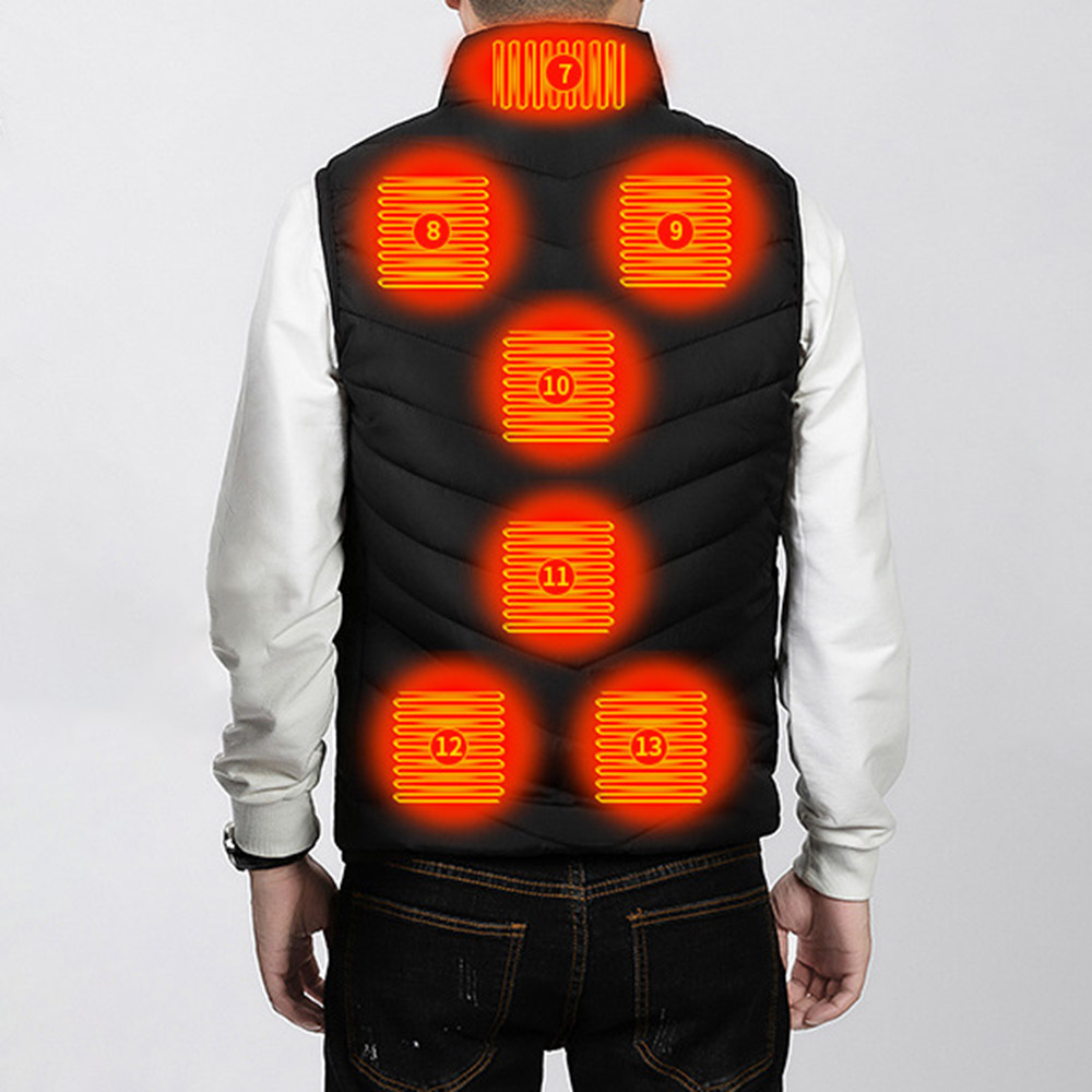 13 Electric Zones Heating Thick USB Men's Vest for Outdoor Motorcycle
