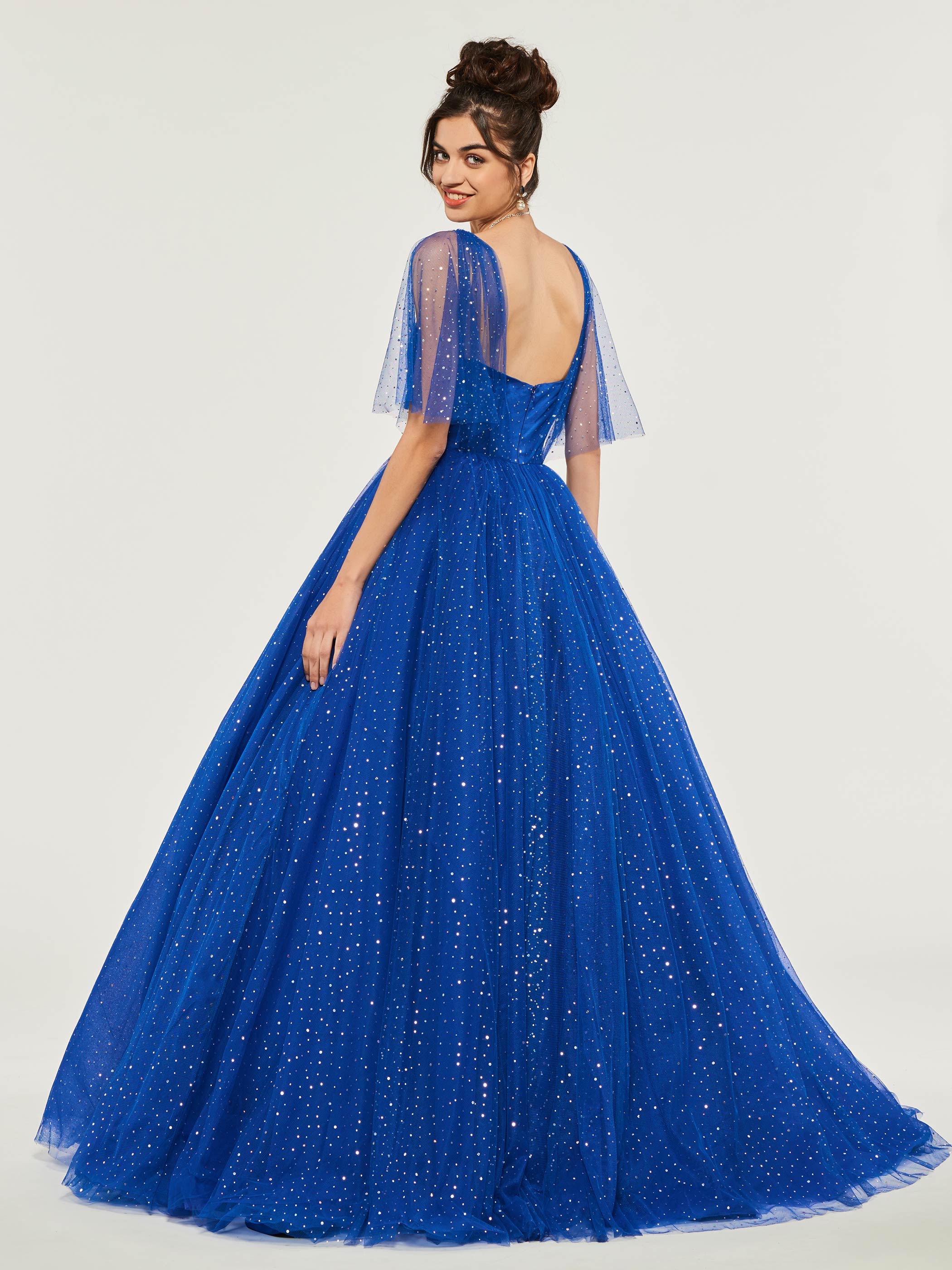 Sweetheart Sleeves Royal Blue Quinceanera Dress