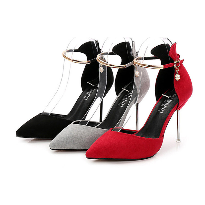 Female Pointed Toe Ultra-High Heel PU Stiletto Heel Wedding Shoes