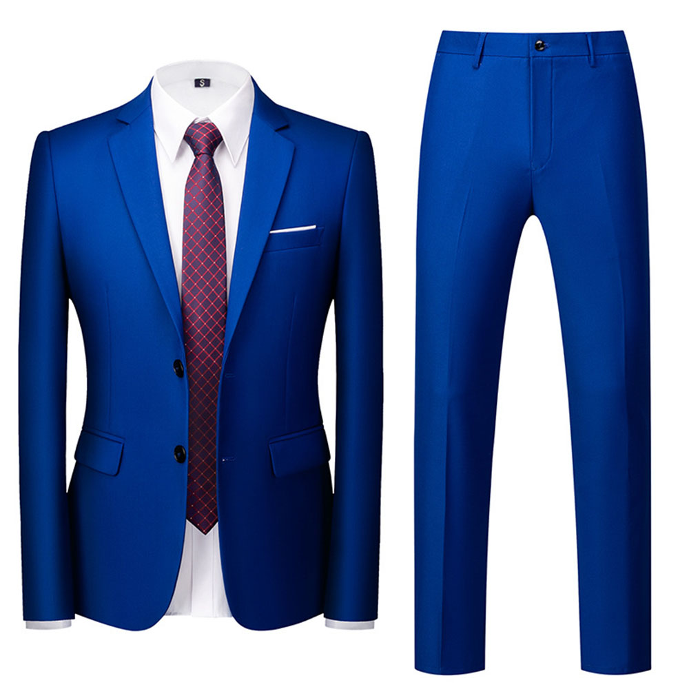 Single-Breasted Blazer Plain Formal Men's Dress Suit