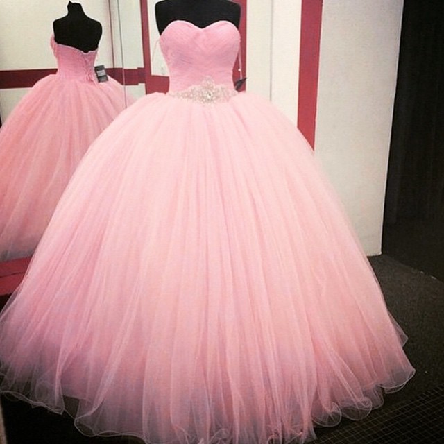 Sweetheart Rhinestone Beaded Pleats Quinceanera Dress