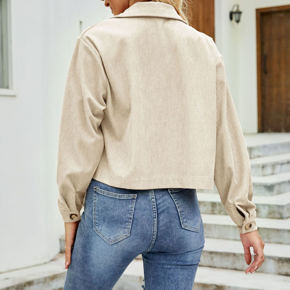 Loose Long Sleeve Single-Breasted Lapel Short Women's Jacket