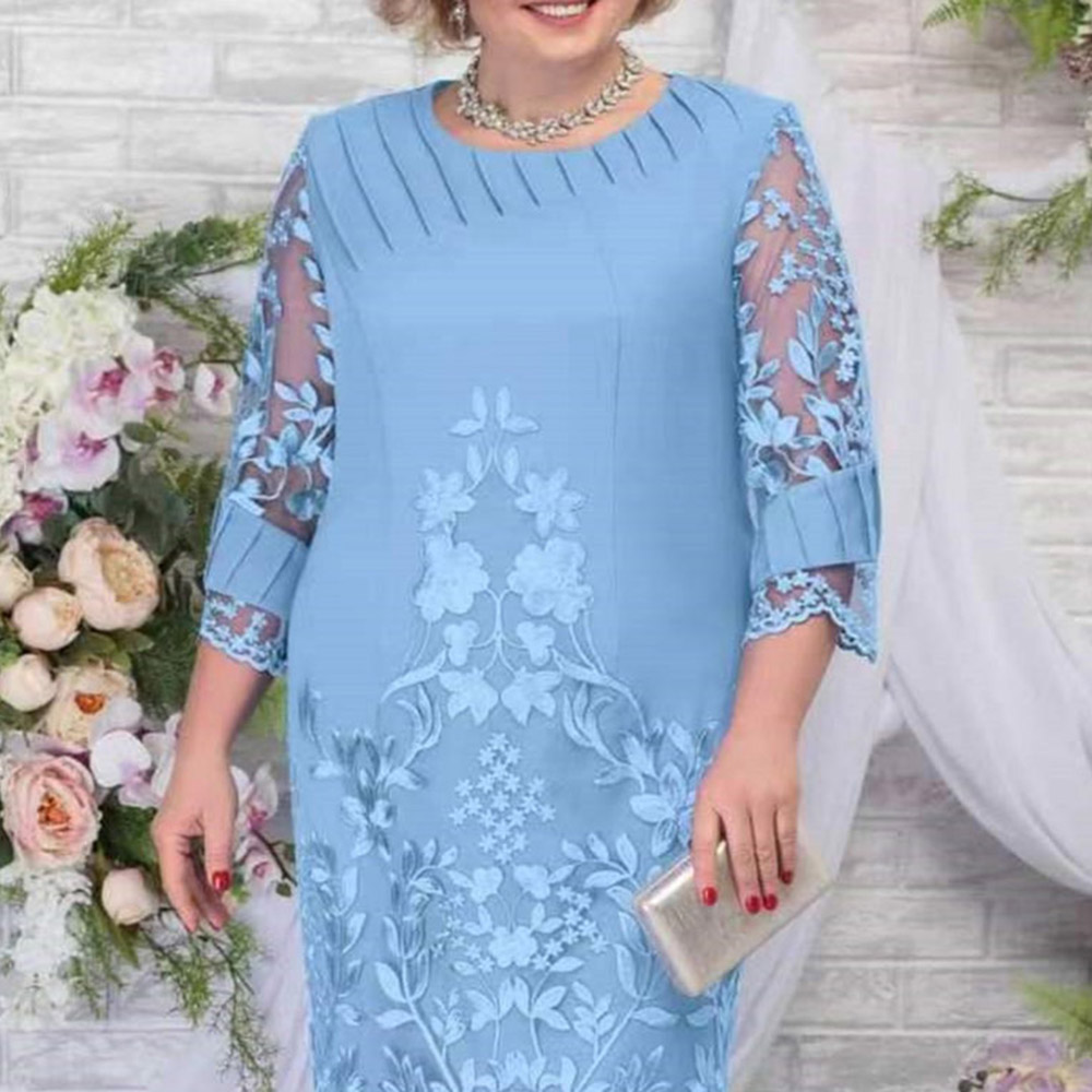 Scoop A-Line Lace Tea-Length Mother Of The Bride Dress 2022